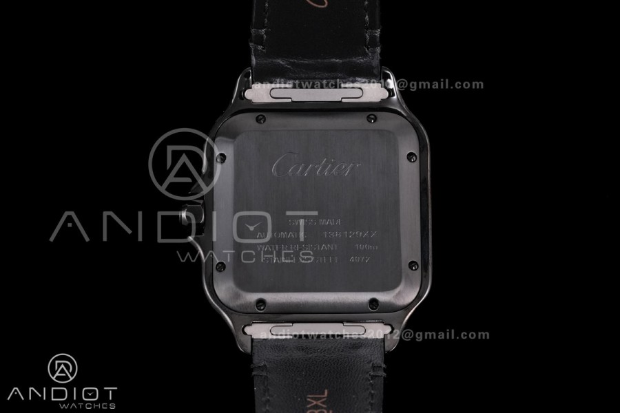 Santos de Cartier 40mm PVD BVF 1:1 Best Edition Black Dial on Rubber Strap MIYOTA 9015
