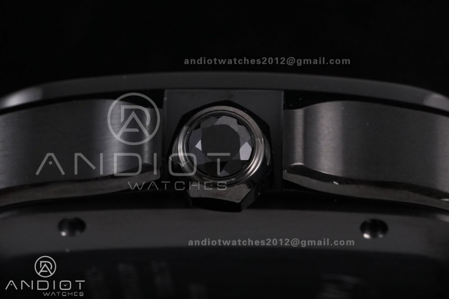 Santos de Cartier 40mm PVD BVF 1:1 Best Edition Black Dial on Black Leather Strap MIYOTA 9015