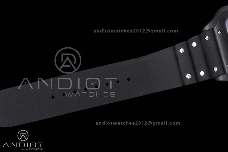 Santos de Cartier 40mm PVD BVF 1:1 Best Edition Black Dial on Black Leather Strap MIYOTA 9015