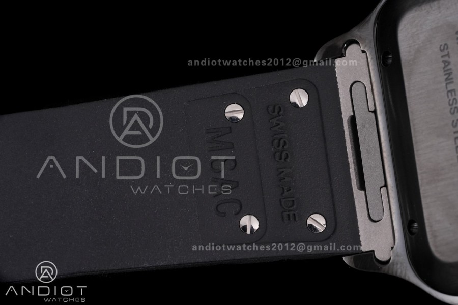 Santos de Cartier 40mm PVD BVF 1:1 Best Edition Black Dial on Black Leather Strap MIYOTA 9015