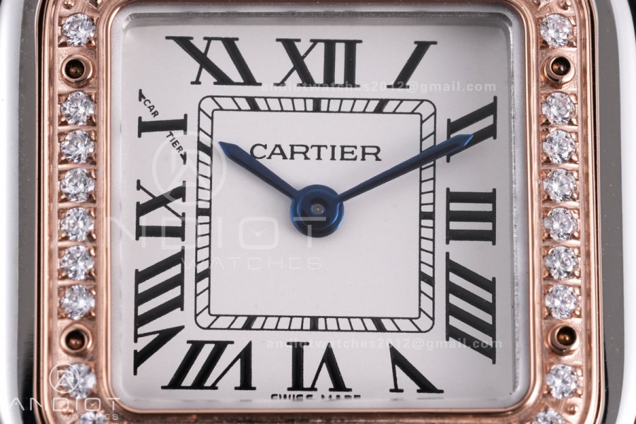 Panthère 22mm BVF 1:1 Best Edition SS/RG White Dial Diamonds Bezel on SS/RG Bracelet Ronda Quartz