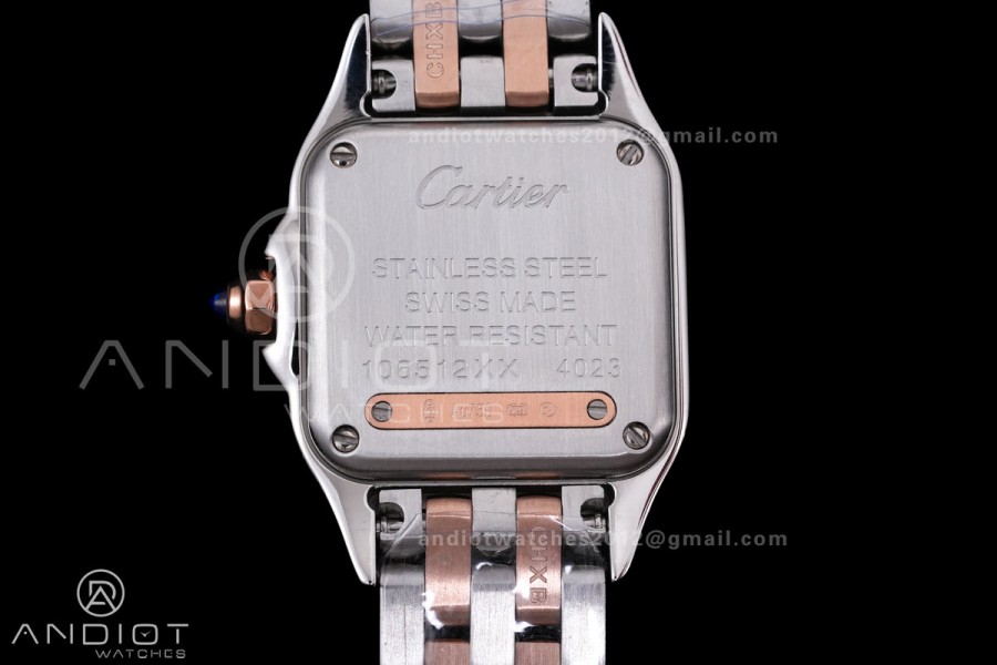 Panthère 22mm BVF 1:1 Best Edition SS/RG White Dial Diamonds Bezel on SS/RG Bracelet Ronda Quartz