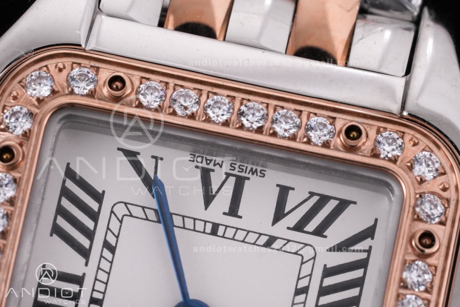 Panthère 22mm BVF 1:1 Best Edition SS/RG White Dial Diamonds Bezel on SS/RG Bracelet Ronda Quartz
