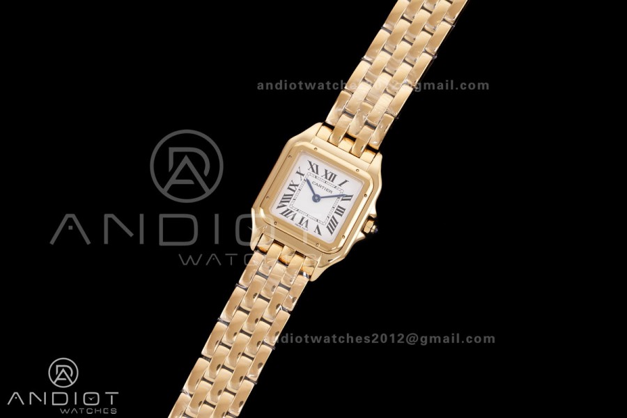 Panthère 27mm BVF 1:1 Best Edition YG White Dial on YG Bracelet Ronda Quartz