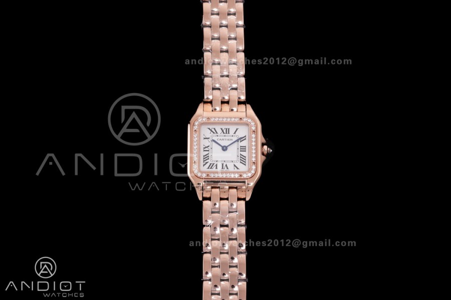 Panthère 27mm BVF 1:1 Best Edition RG White Dial Diamonds Bezel on RG Bracelet Ronda Quartz