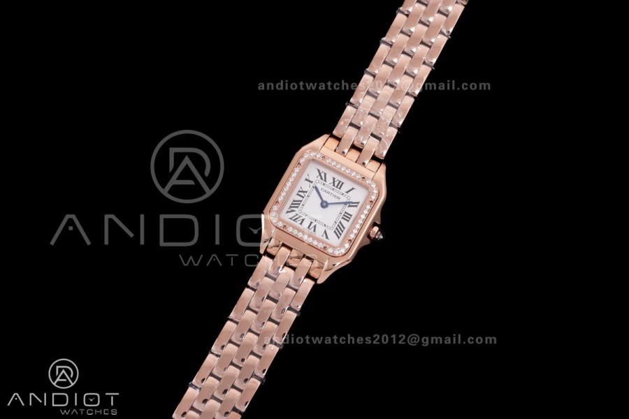 Panthère 27mm BVF 1:1 Best Edition RG White Dial Diamonds Bezel on RG Bracelet Ronda Quartz