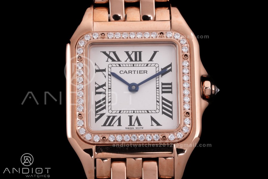 Panthère 27mm BVF 1:1 Best Edition RG White Dial Diamonds Bezel on RG Bracelet Ronda Quartz