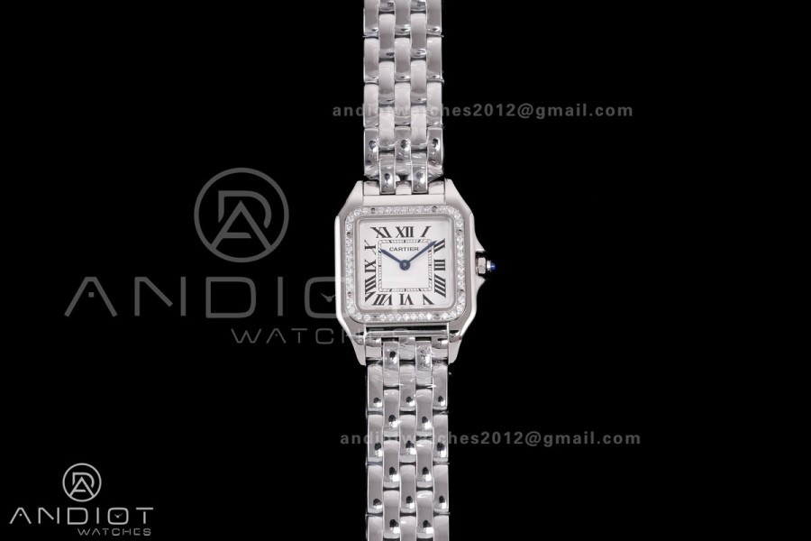 Panthère 27mm BVF 1:1 Best Edition SS White Dial Diamonds Bezel on SS Bracelet Ronda Quartz