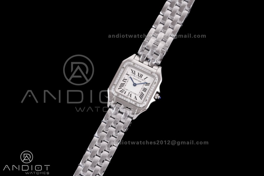 Panthère 27mm BVF 1:1 Best Edition SS White Dial Diamonds Bezel on SS Bracelet Ronda Quartz
