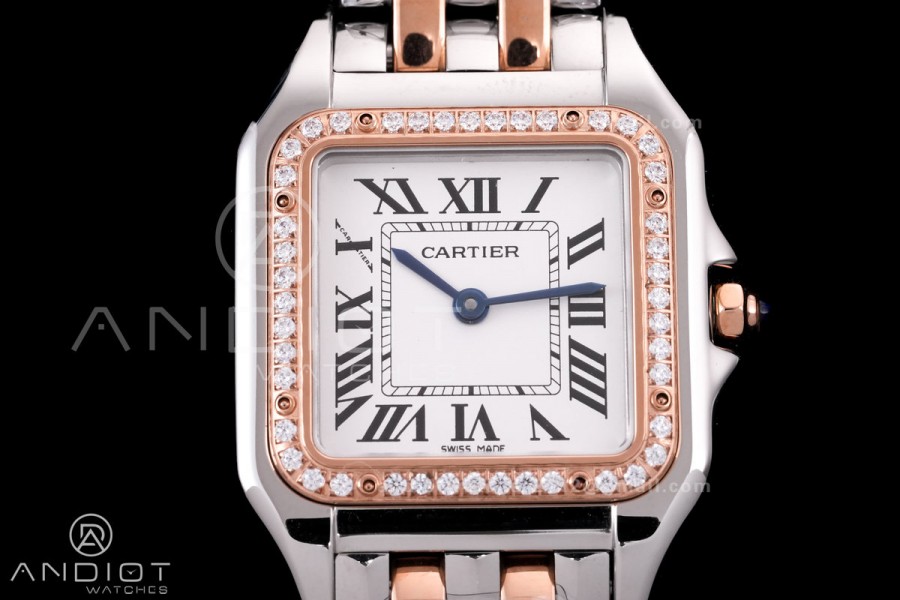 Panthère 27mm BVF 1:1 Best Edition SS/RG White Dial Diamonds Bezel on SS/RG Bracelet Ronda Quartz