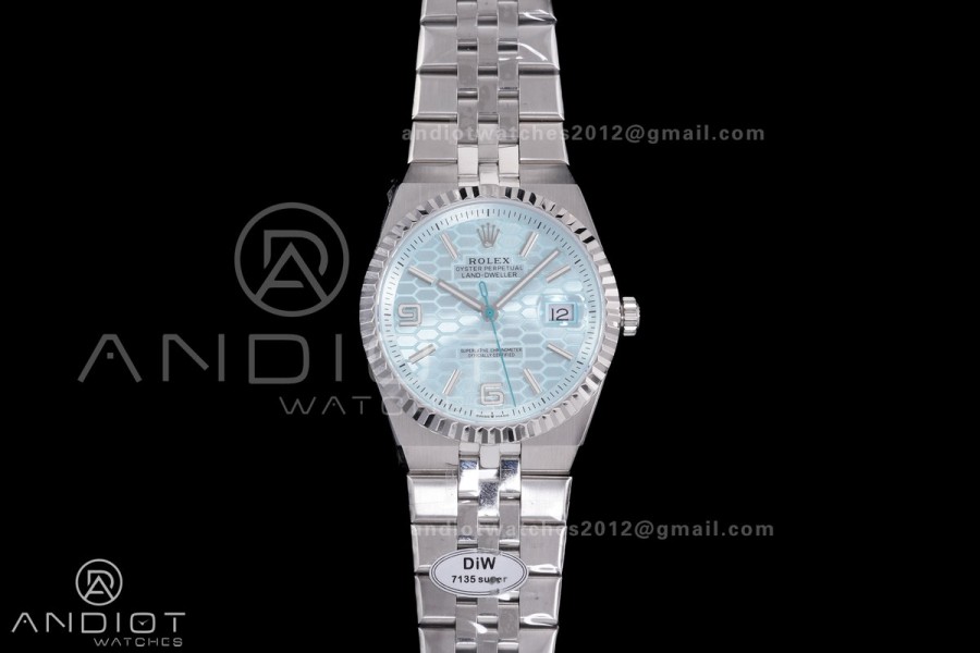 Land Dweller 127336 DIWF Best Edition Ice Blue Dial on SS Bracelet A7135