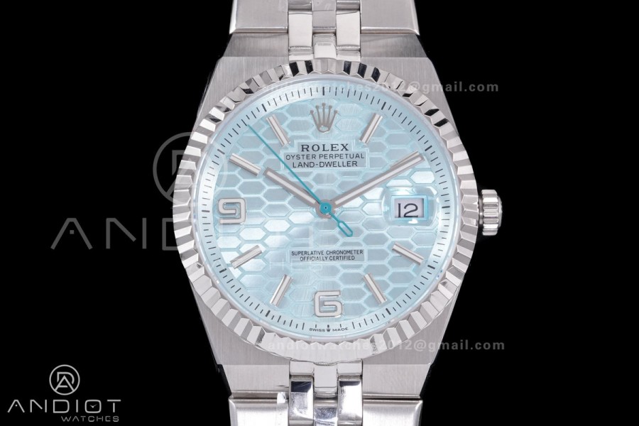 Land Dweller 127336 DIWF Best Edition Ice Blue Dial on SS Bracelet A7135