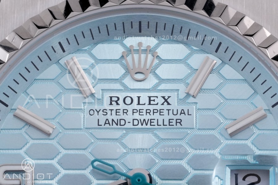 Land Dweller 127336 DIWF Best Edition Ice Blue Dial on SS Bracelet A7135