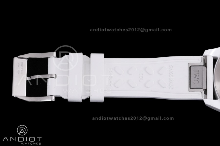 IWC Pilot 41 Top Gun Lake Tahoe Ceramic IW328104 M+F Best Edition on White Rubber Strap MIYOTA 9015