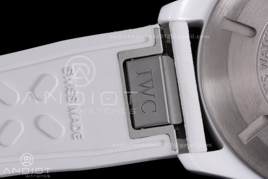 IWC Pilot 41 Top Gun Lake Tahoe Ceramic IW328104 M+F Best Edition on White Rubber Strap MIYOTA 9015