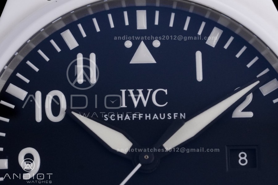 IWC Pilot 41 Top Gun Lake Tahoe Ceramic IW328104 M+F Best Edition on White Rubber Strap MIYOTA 9015