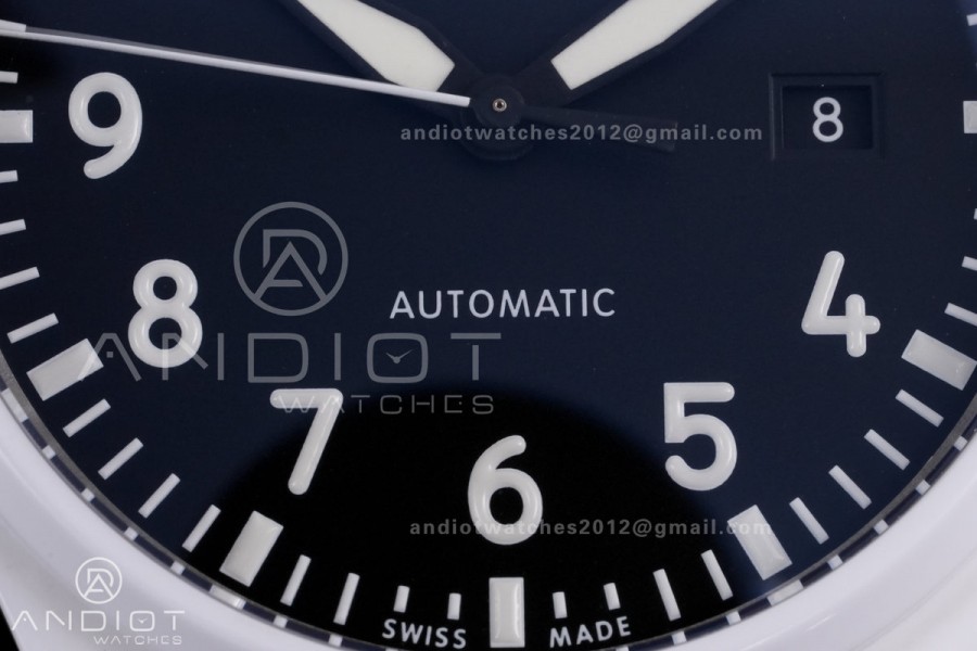 IWC Pilot 41 Top Gun Lake Tahoe Ceramic IW328104 M+F Best Edition on White Rubber Strap MIYOTA 9015