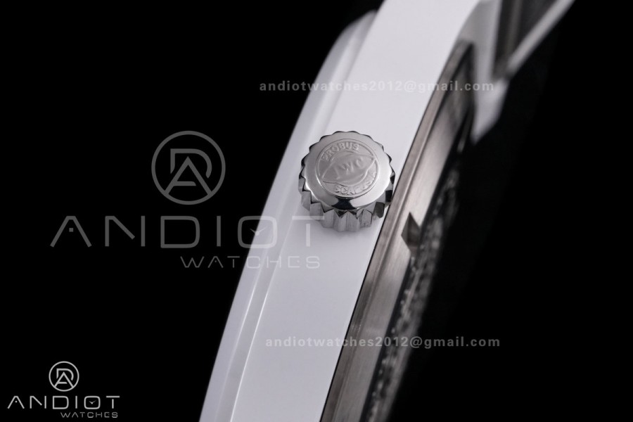 IWC Pilot 41 Top Gun Lake Tahoe Ceramic IW328104 M+F Best Edition on White Rubber Strap MIYOTA 9015