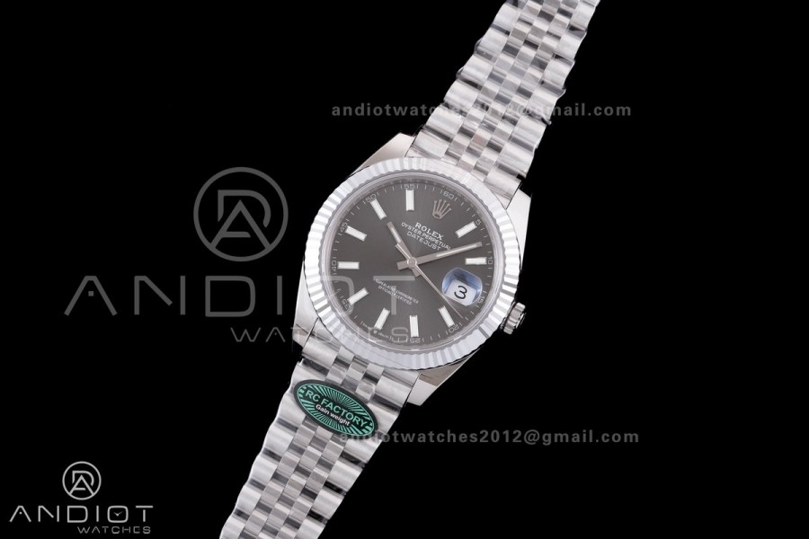 DateJust 41 126334 RCF 1:1 Best Edition 904L Steel Gray Stick Dial on Jubilee Bracelet RC3235