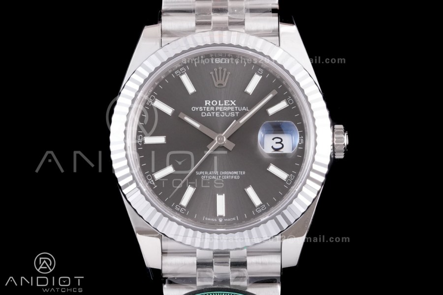 DateJust 41 126334 RCF 1:1 Best Edition 904L Steel Gray Stick Dial on Jubilee Bracelet RC3235