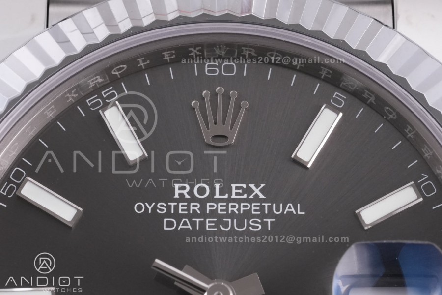DateJust 41 126334 RCF 1:1 Best Edition 904L Steel Gray Stick Dial on Jubilee Bracelet RC3235