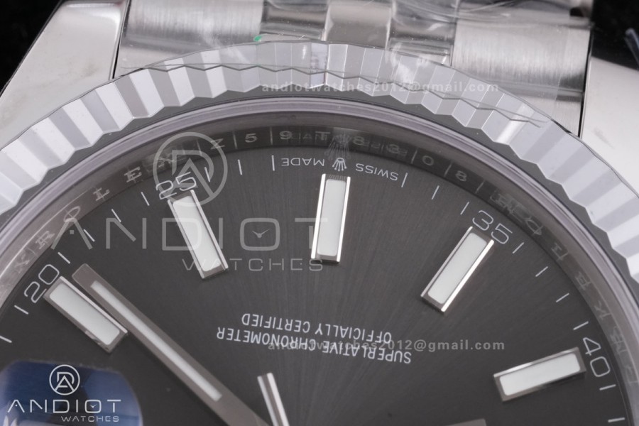 DateJust 41 126334 RCF 1:1 Best Edition 904L Steel Gray Stick Dial on Jubilee Bracelet RC3235