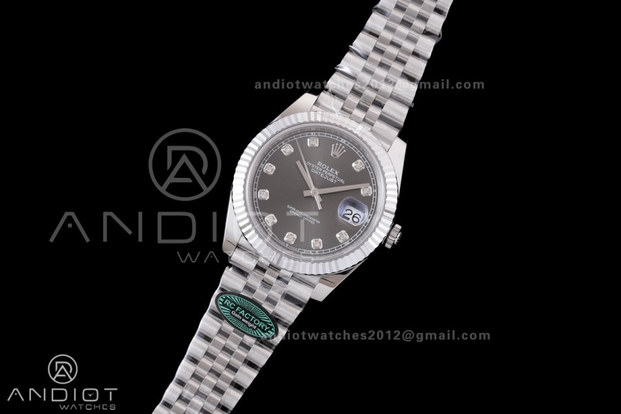 DateJust 41 126334 RCF 1:1 Best Edition 904L Steel Grey Diamonds Dial on Jubilee Bracelet RC3235