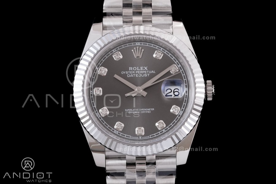 DateJust 41 126334 RCF 1:1 Best Edition 904L Steel Grey Diamonds Dial on Jubilee Bracelet RC3235