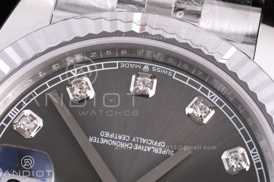 DateJust 41 126334 RCF 1:1 Best Edition 904L Steel Grey Diamonds Dial on Jubilee Bracelet RC3235