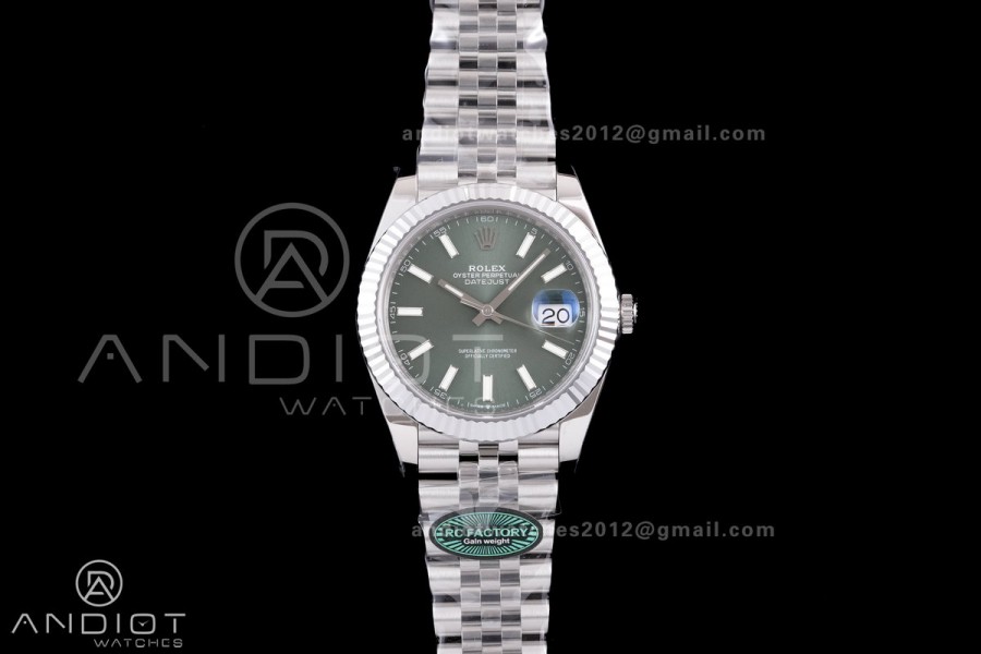 DateJust 41 126334 RCF 1:1 Best Edition 904L Steel Green Stick Dial on Jubilee Bracelet RC3235