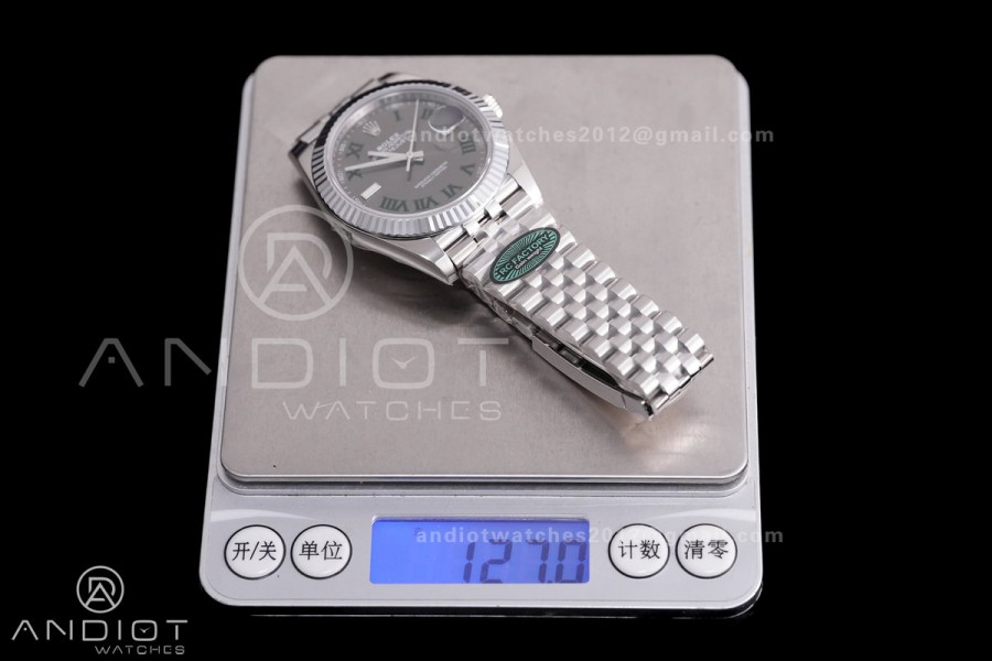 DateJust 41 126334 RCF 1:1 Best Edition 904L Steel Gray Dial Green Roman on Jubilee Bracelet RC3235