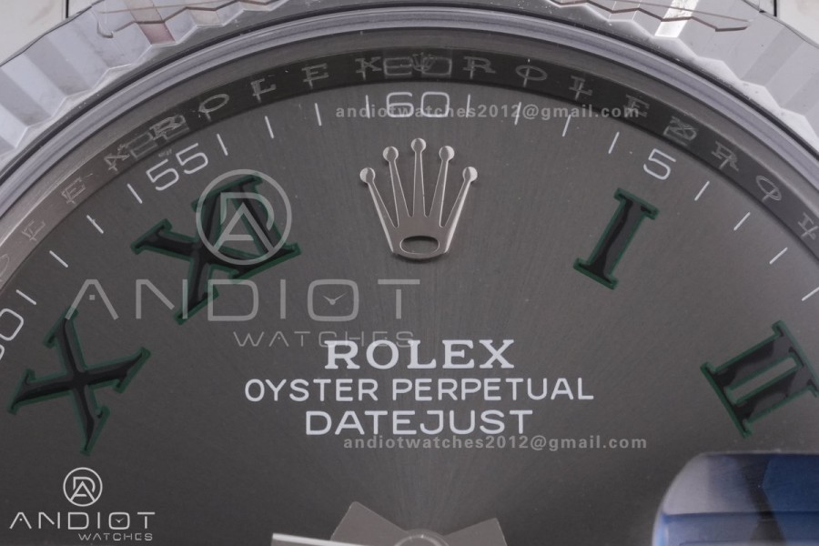 DateJust 41 126334 RCF 1:1 Best Edition 904L Steel Gray Dial Green Roman on Jubilee Bracelet RC3235