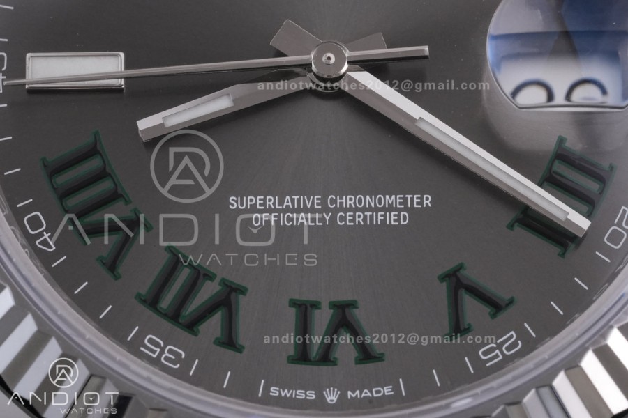 DateJust 41 126334 RCF 1:1 Best Edition 904L Steel Gray Dial Green Roman on Jubilee Bracelet RC3235
