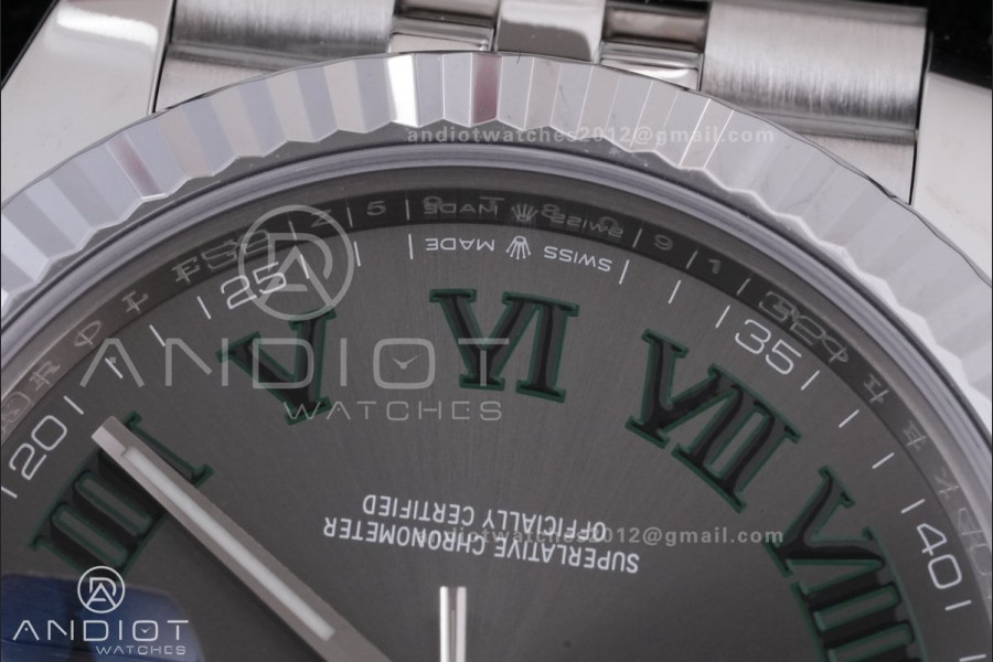 DateJust 41 126334 RCF 1:1 Best Edition 904L Steel Gray Dial Green Roman on Jubilee Bracelet RC3235