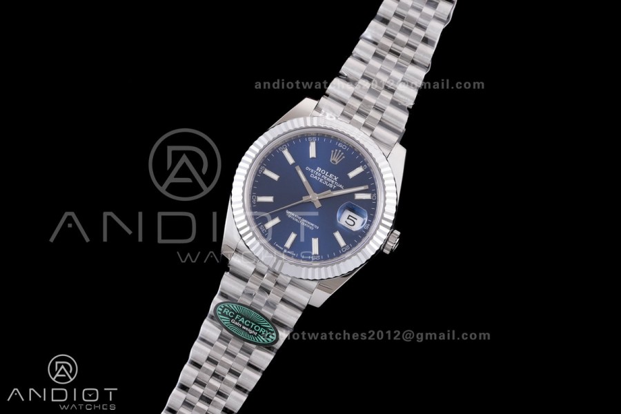 DateJust 41 126334 RCF 1:1 Best Edition 904L Steel Blue Stick Dial on Jubilee Bracelet RC3235