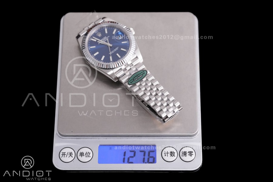 DateJust 41 126334 RCF 1:1 Best Edition 904L Steel Blue Stick Dial on Jubilee Bracelet RC3235