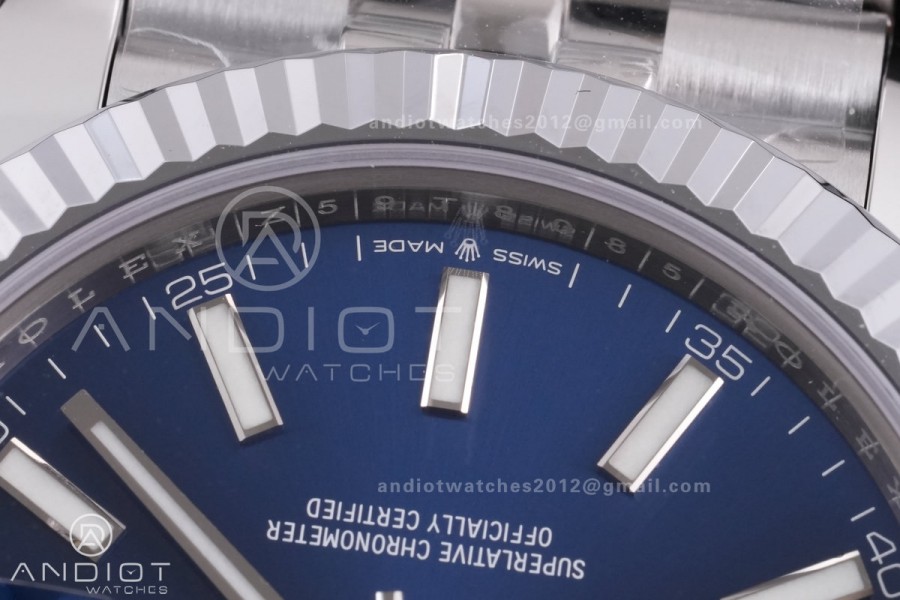 DateJust 41 126334 RCF 1:1 Best Edition 904L Steel Blue Stick Dial on Jubilee Bracelet RC3235