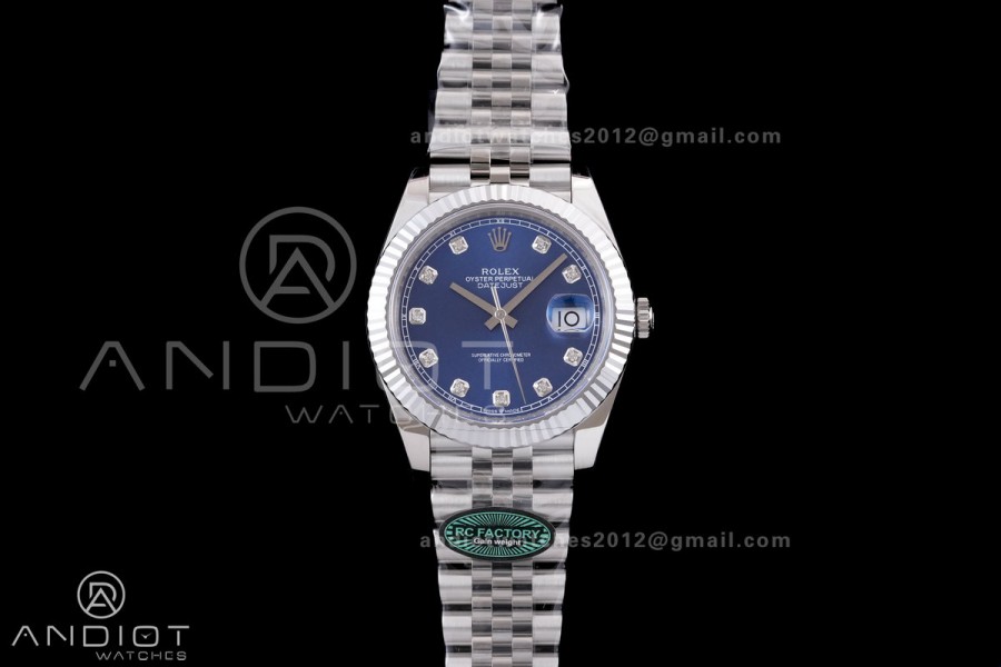 DateJust 41 126334 RCF 1:1 Best Edition 904L Steel Blue Diamonds Dial on Jubilee Bracelet RC3235