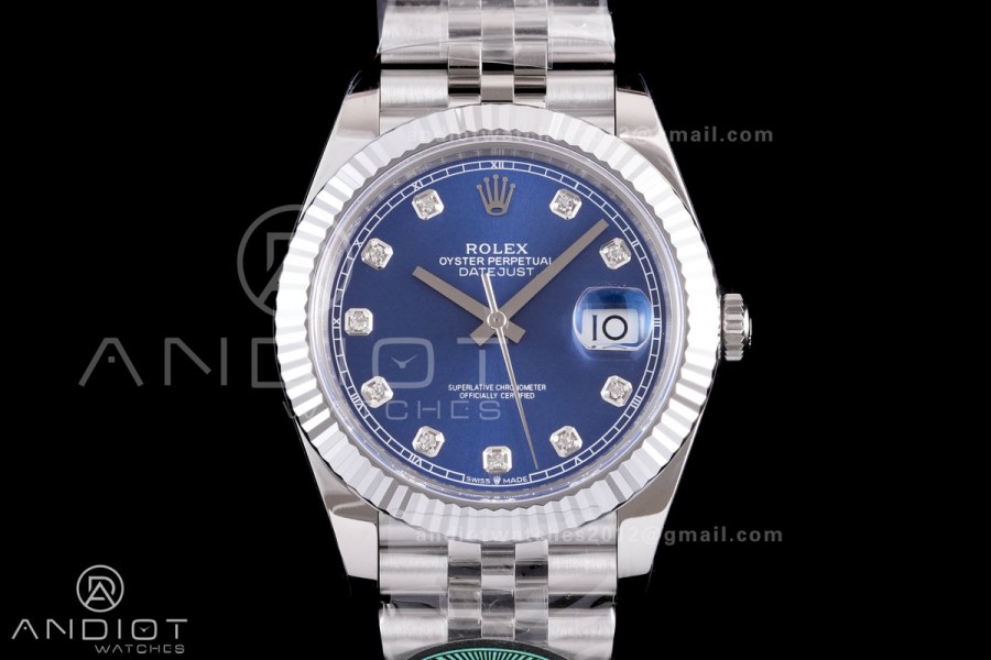 DateJust 41 126334 RCF 1:1 Best Edition 904L Steel Blue Diamonds Dial on Jubilee Bracelet RC3235
