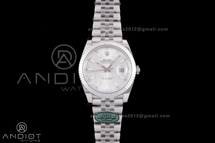 DateJust 41 126334 RCF 1:1 Best Edition 904L Steel Sliver Stick Dial on Jubilee Bracelet RC3235