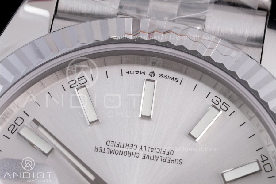 DateJust 41 126334 RCF 1:1 Best Edition 904L Steel Sliver Stick Dial on Jubilee Bracelet RC3235