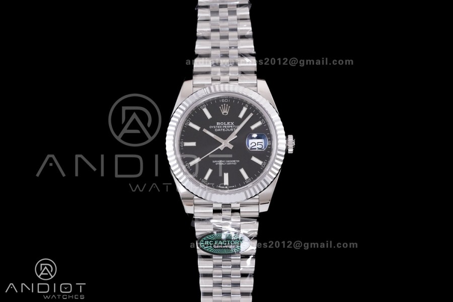 DateJust 41 126334 RCF 1:1 Best Edition 904L Steel Black Stick Dial on Jubilee Bracelet RC3235