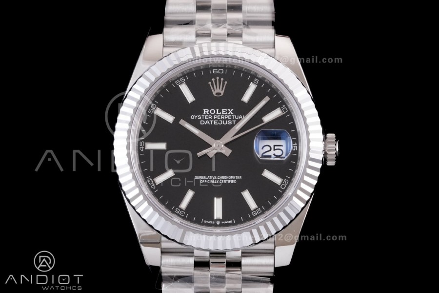 DateJust 41 126334 RCF 1:1 Best Edition 904L Steel Black Stick Dial on Jubilee Bracelet RC3235