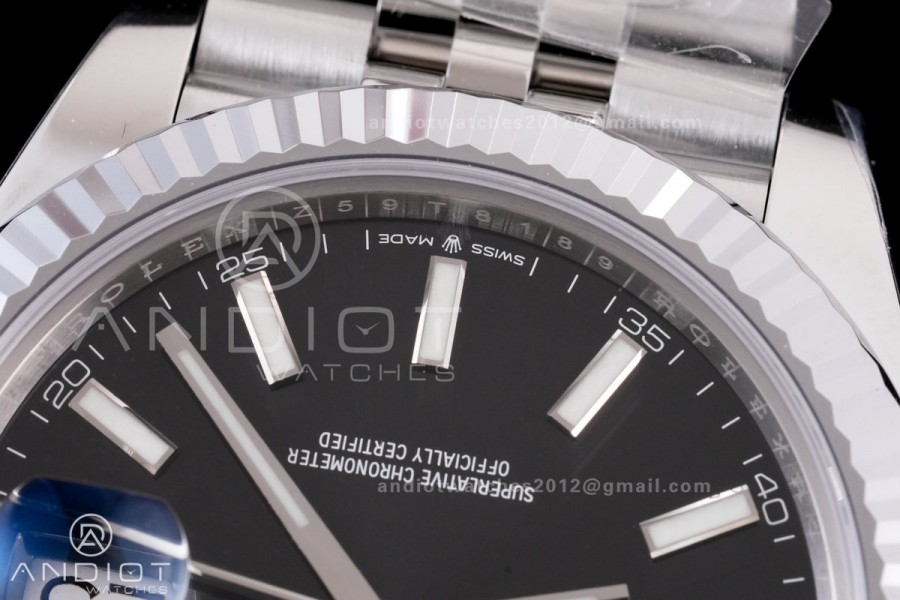 DateJust 41 126334 RCF 1:1 Best Edition 904L Steel Black Stick Dial on Jubilee Bracelet RC3235