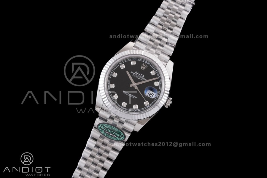 DateJust 41 126334 RCF 1:1 Best Edition 904L Steel Black Diamonds Dial on Jubilee Bracelet RC3235