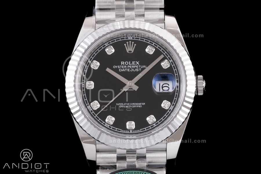 DateJust 41 126334 RCF 1:1 Best Edition 904L Steel Black Diamonds Dial on Jubilee Bracelet RC3235