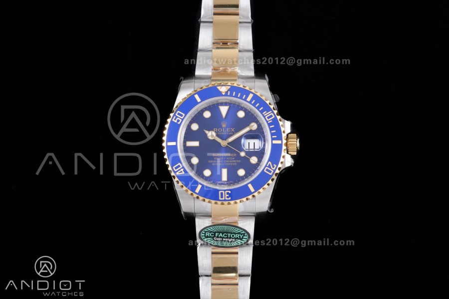Submariner 116613LB Blue Ceramic 904L Steel/YG RCF 1:1 Best Edition Blue Dial DD3135 184g (Gain Weight)