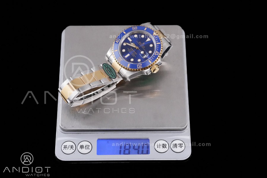 Submariner 116613LB Blue Ceramic 904L Steel/YG RCF 1:1 Best Edition Blue Dial DD3135 184g (Gain Weight)