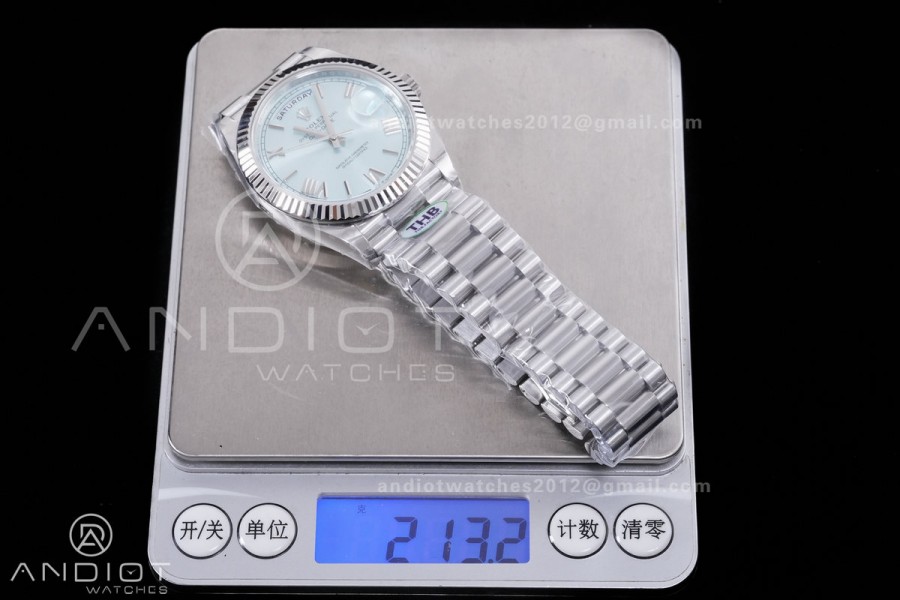 Day Date 40 SS 228236 THBF 1:1 Best Edition Ice Blue Roman Dial on President Bracelet VR3255 V3 (Gain Weight)