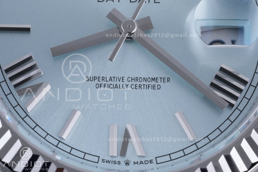 Day Date 40 SS 228236 THBF 1:1 Best Edition Ice Blue Roman Dial on President Bracelet VR3255 V3 (Gain Weight)